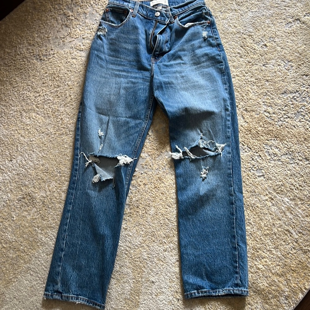 Abercrombie 90s Straight Distressed Jeans Curve Love